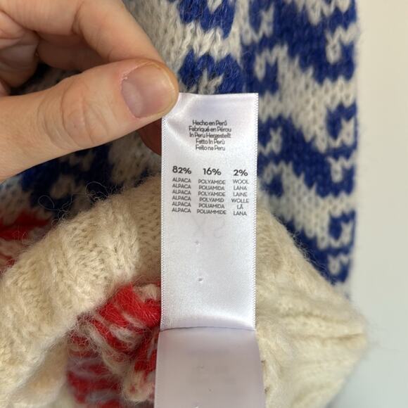 Mother The Wide Sleeve Fair Isle Jumper Cropped Sweater Size XS The Longest Run - Picture 5 of 6